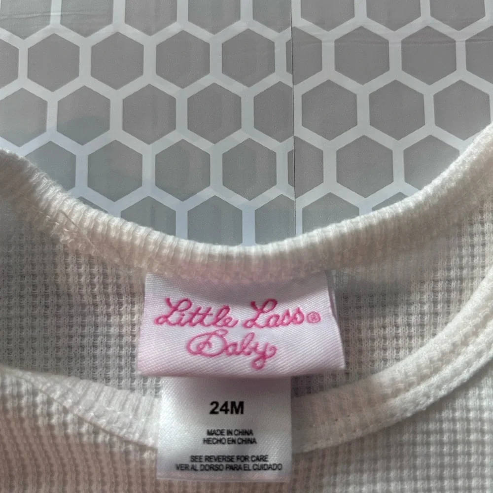 NWT Little Lass Baby Cream and Pink 4 Piece Set with Hat Size 24M - Picture 4 of 16